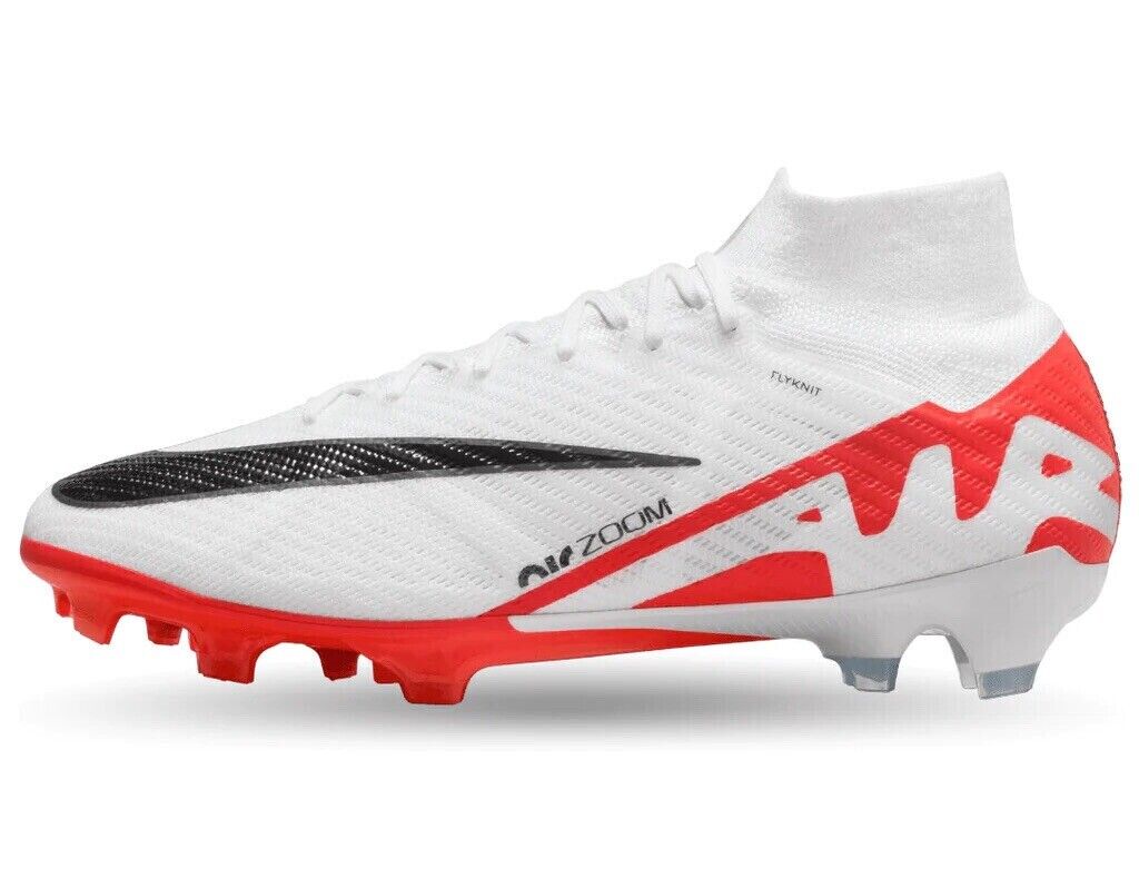 Nike Zoom Superfly 9 Elite FG White/Red Mens US 6-12 Football Soccer Boots ✅