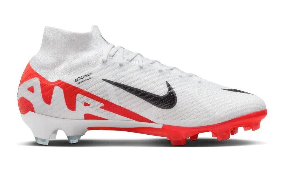 Nike Zoom Superfly 9 Elite FG White/Red Mens US 6-12 Football Soccer Boots ✅